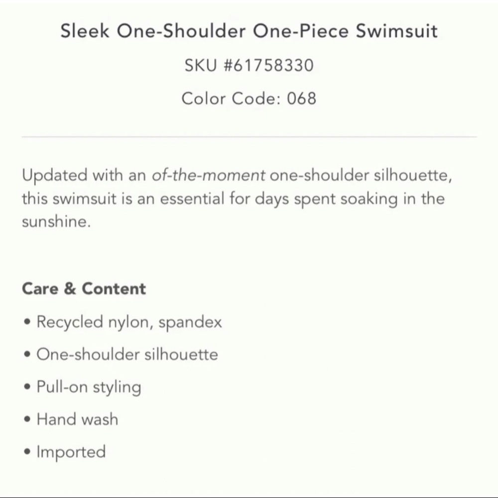 Anthropologie Sleek One-Shoulder One-Piece Swimsuit NWT - Picture 15 of 15